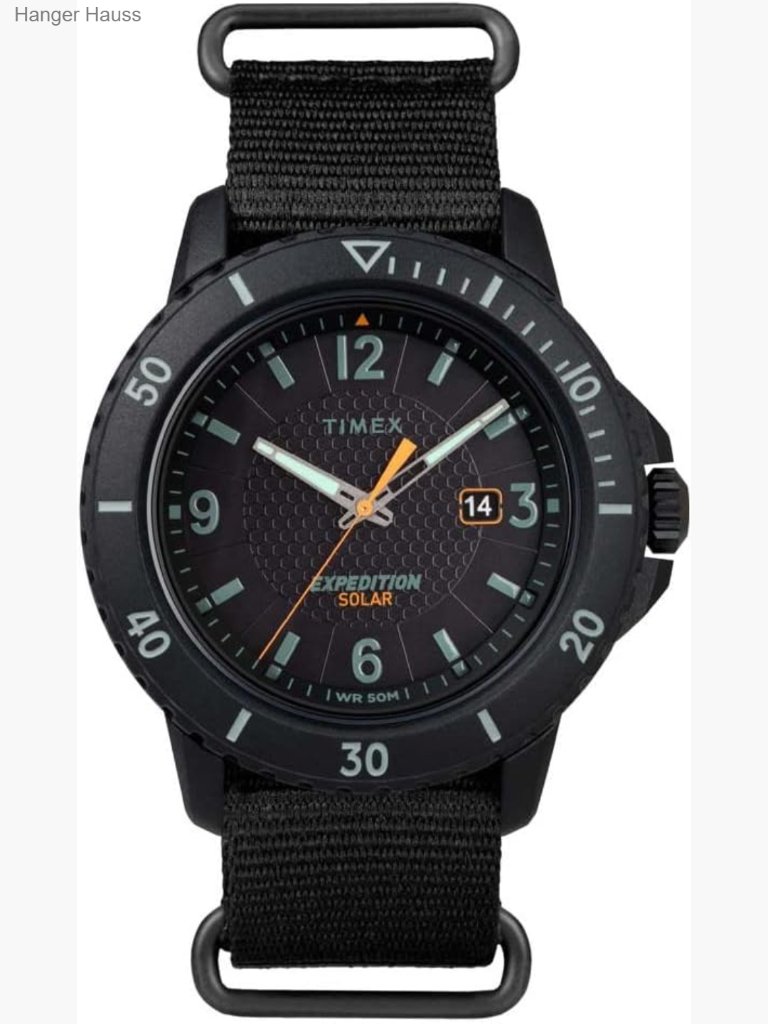45mm Solar-Powered Wrist Watch With Date Window, Luminous Hands, 50m Water